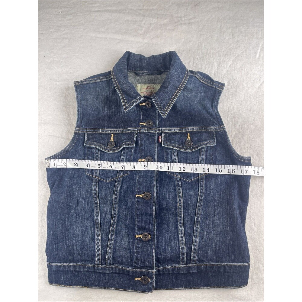 Levi’s Denim Vest Blue Sleeveless Classic Trucker Casual Womens Medium - Picture 5 of 11